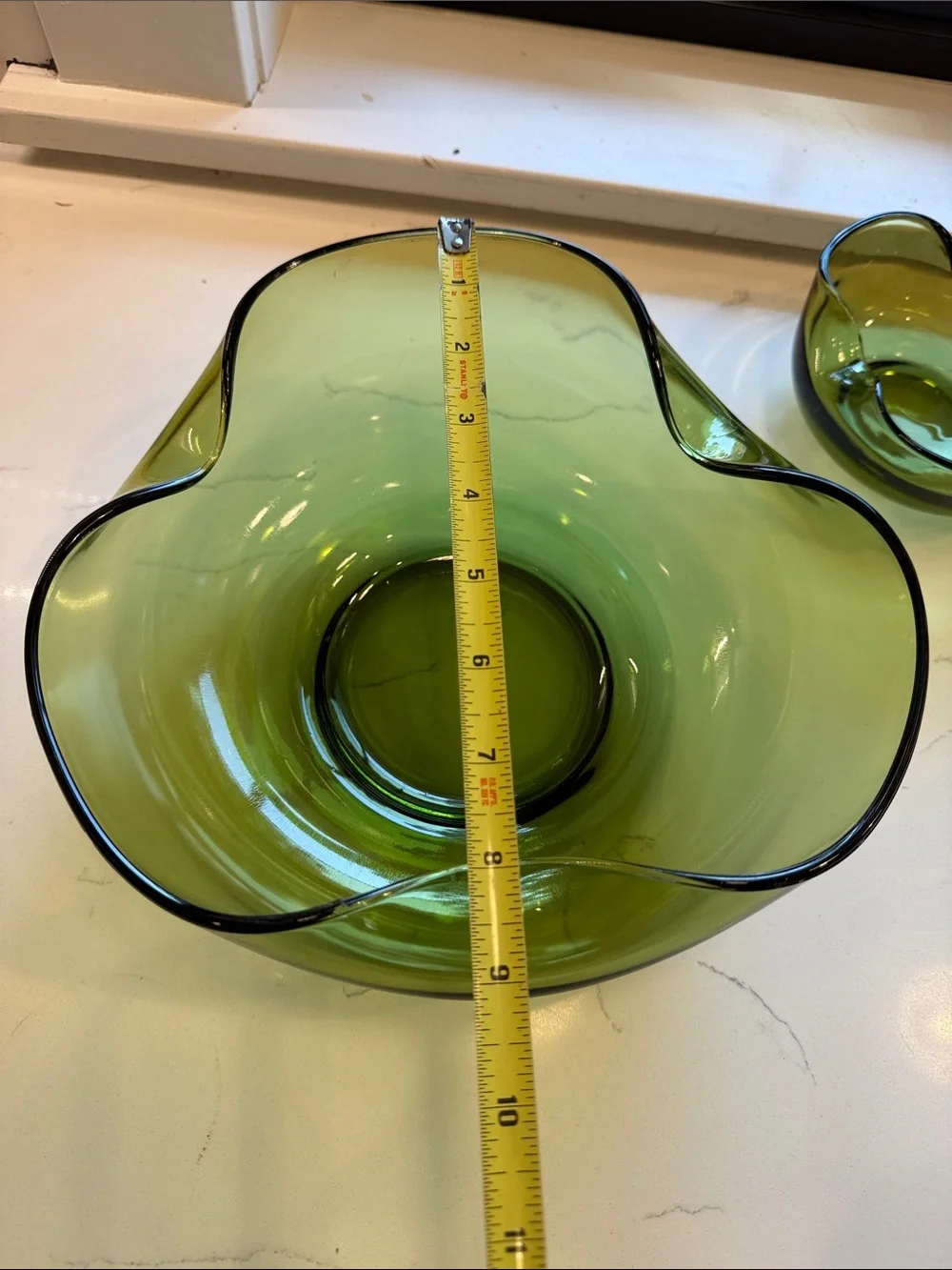 Vintage Anchor Hocking Avocado Green Chip and Dip Bowl Set